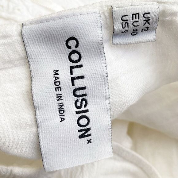 ASOS Brand Collusion White Gauzy Ruffled Tiered Mini Skirt UK 12 US 8 Festival - Picture 4 of 6